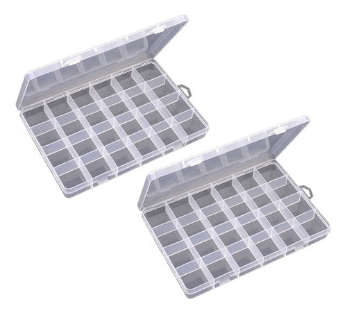 Set 2 Cajas Organizadoras Transparente 24 Divisiones 19x13cm - Baúl de Ayün