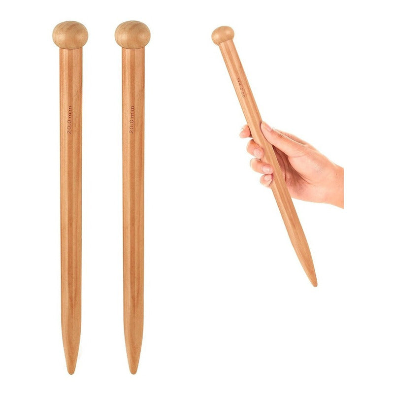 Set De 2 Palillos Rectos De Bambu Jumbo 20mm Grueso - Baúl de Ayün