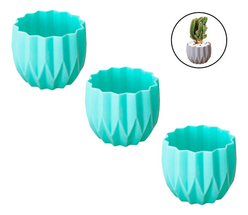 Set 3 Maceteros Decorativo De Plastico Estilo Moderno Cactus