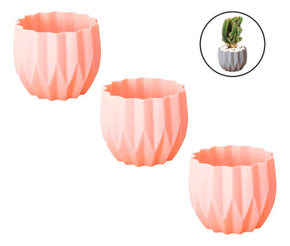 Set 3 Maceteros Decorativo De Plastico Estilo Moderno Cactus