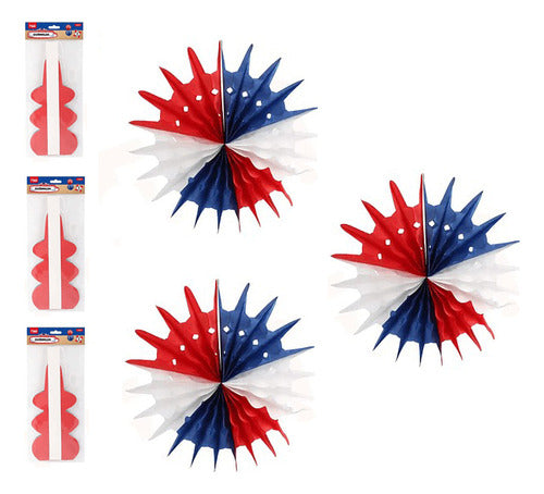 Set 3 Guirnaldas Tipo Sol Fiestas Patrias 30cm