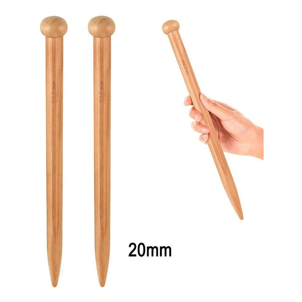 Set De 2 Palillos Rectos De Bambu Jumbo 20mm Grueso - Baúl de Ayün