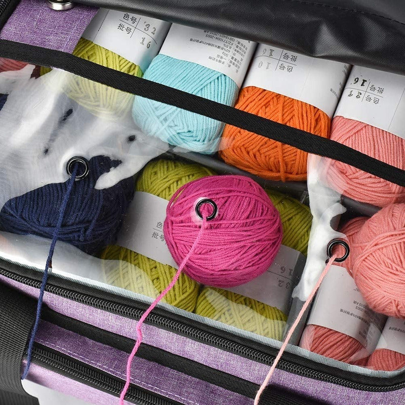 Bolso Organizador Tejido Lanas Palillos Y Crochet Grande - Baúl de Ayün