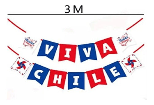 Set 2 Guirnaldas Decorativa Fiestas Patrias Viva Chile 3 Mts