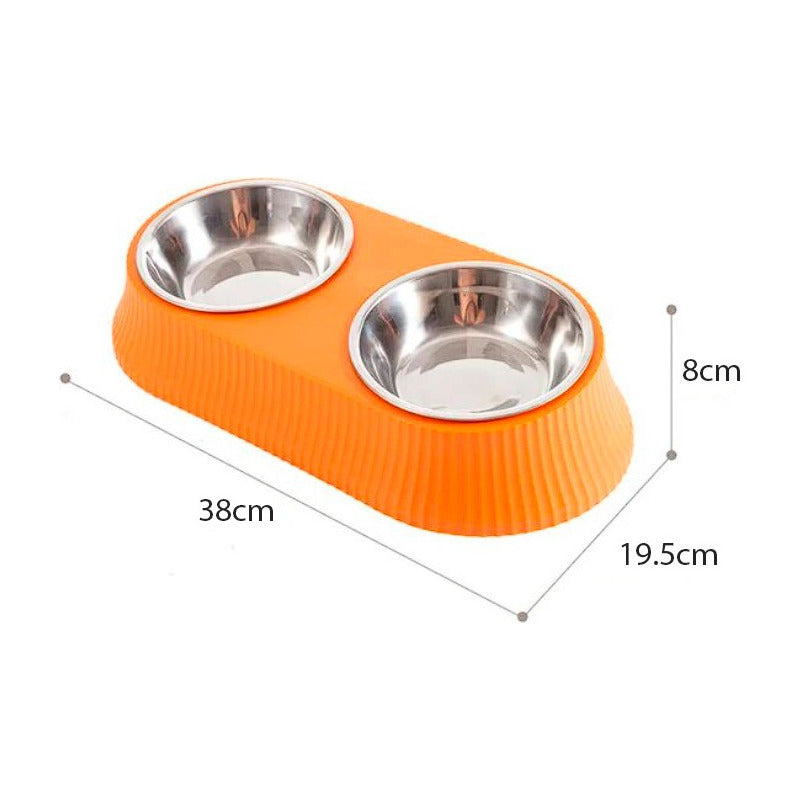 Comedero Plato Doble Acero Inox Para Mascotas Perro Gato