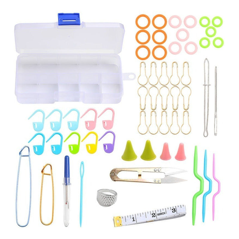 Set De Accesorios Para Tejer En Caja Plastica 57pcs