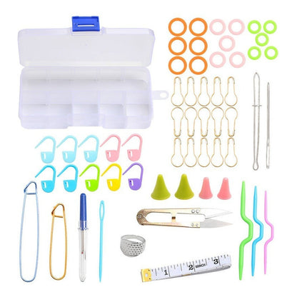 Set De Accesorios Para Tejer En Caja Plastica 57pcs