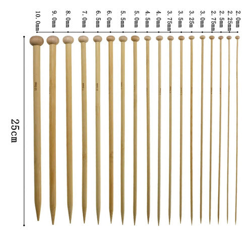 Set De 36 Palillos De Madera Para Tejer 25cm Largo - Bambu