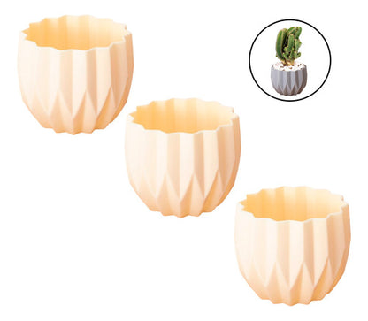 Set 3 Maceteros Decorativo De Plastico Estilo Moderno Cactus