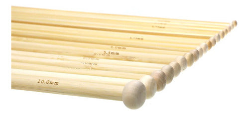 Set De 36 Palillos De Madera Para Tejer 25cm Largo - Bambu