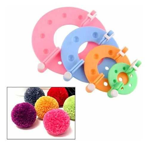 Set De 4 Pomponeras Pompom Maker Pompones Para Gorros - Baúl de Ayün