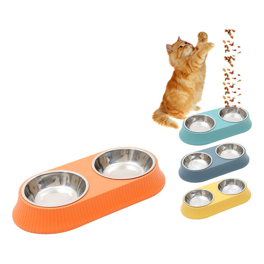 Comedero Plato Doble Acero Inox Para Mascotas Perro Gato