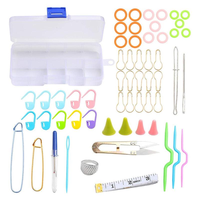 Set De Accesorios Para Tejer En Caja Plastica 57pcs