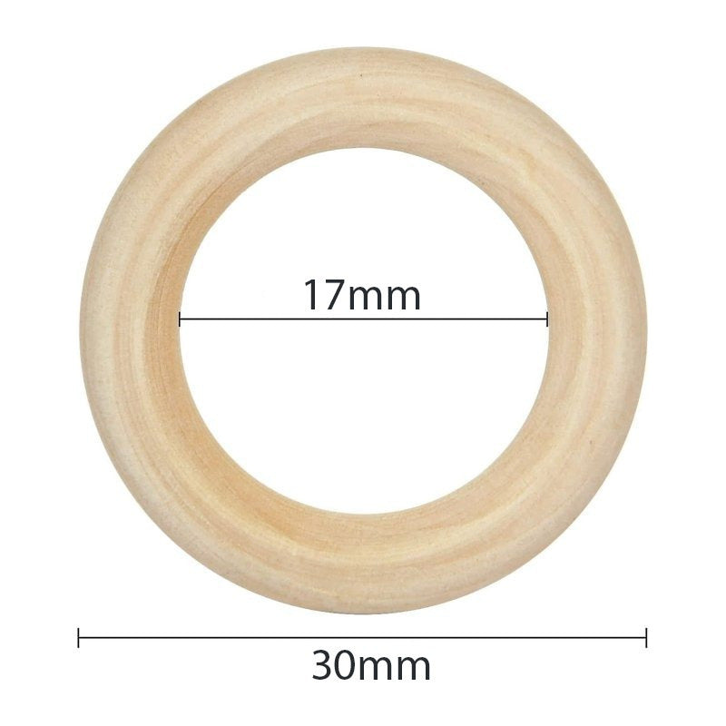 Argollas De Madera 3 Cm Pack 200 Gramos (150 Unidades Aprox) - Baúl de Ayün