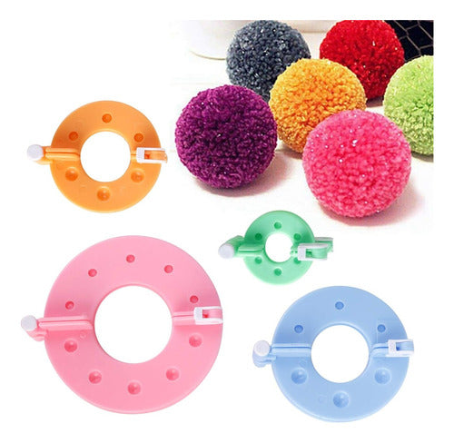 Set De 4 Pomponeras Pompom Maker Pompones Para Gorros - Baúl de Ayün