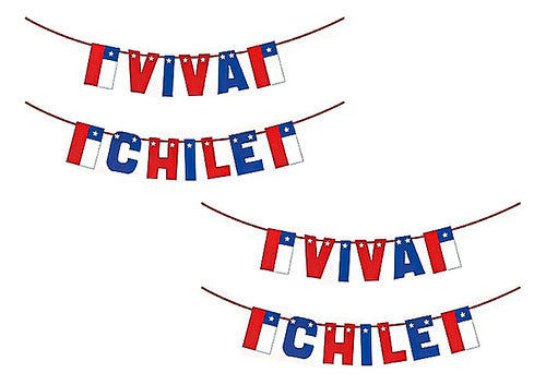 Set 2 Guirnaldas Decorativa Fiestas Patrias Viva Chile 3 Mts