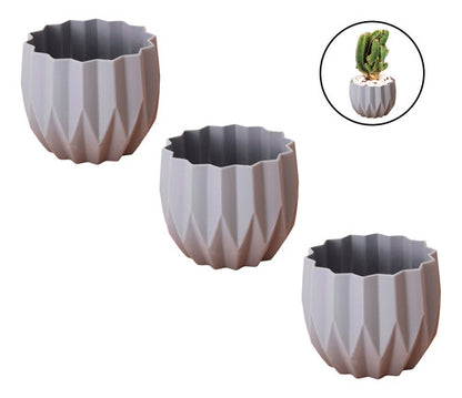 Set 3 Maceteros Decorativo De Plastico Estilo Moderno Cactus