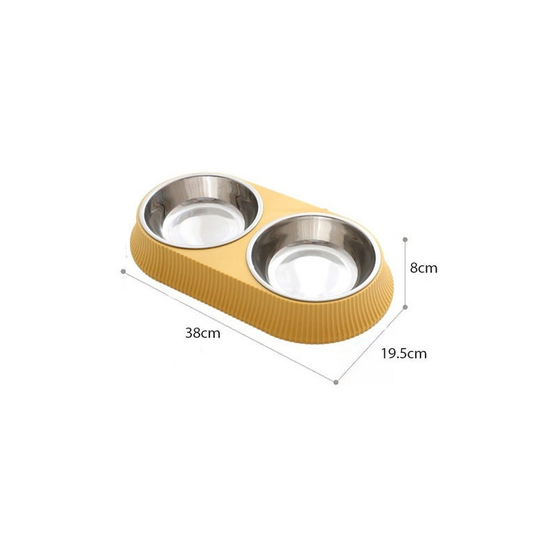 Comedero Plato Doble Acero Inox Para Mascotas Perro Gato