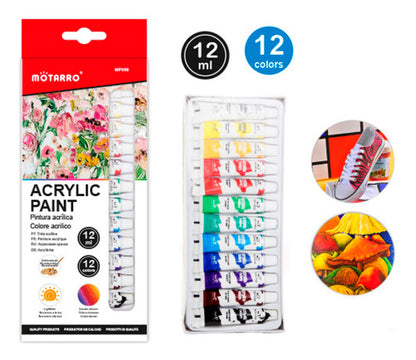 Set De Pintura Acrílica 12 Colores 12ml