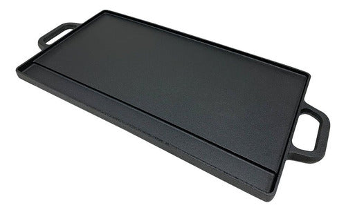 Plancha Reversible Churrasquera De Hierro Fundido 50x24cm