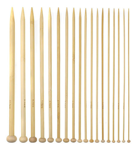 Set De 36 Palillos De Madera Para Tejer 25cm Largo - Bambu