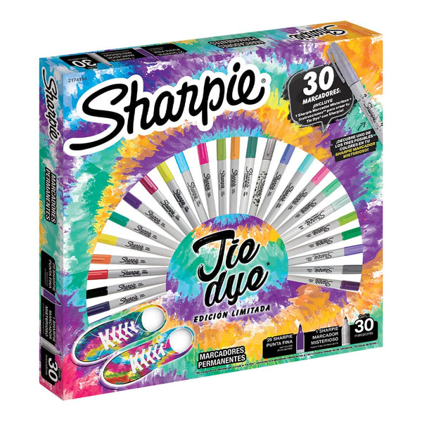 Ruleta 30 marcadores permanente Sharpie punta fina tie dye - Baúl de Ayün