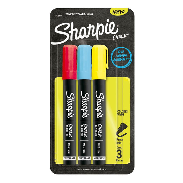 Marcador tiza líquida Sharpie Chalk blíster x3 colores surtidos - Baúl de Ayün