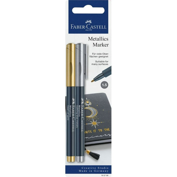 Set 2 Marcadores metálicos Dorado y Plata Faber Castell