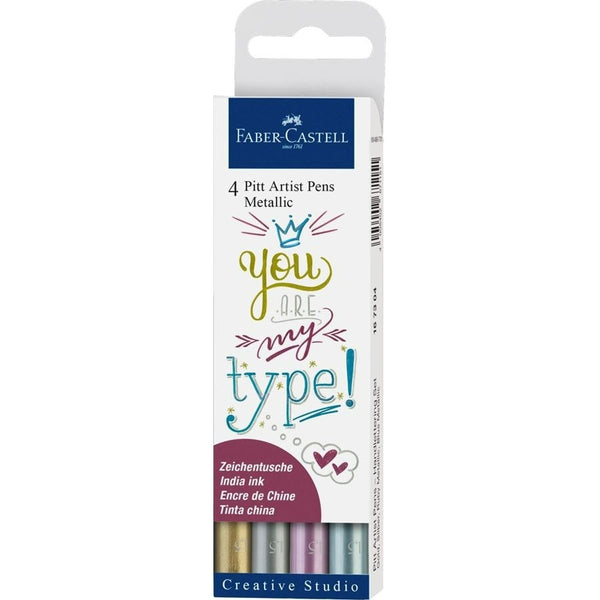 Set 4 marcadores metálicos Pitt Artist Pen Metallic Lettering Faber Castell