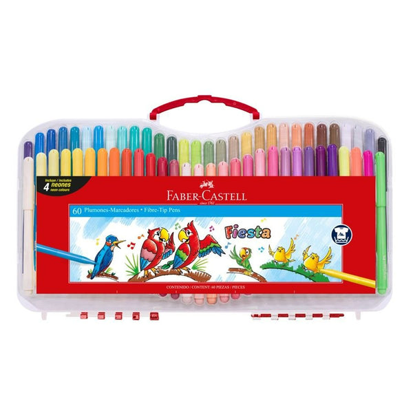 Set 60 Marcadores Fiesta estuche rígido Faber castell