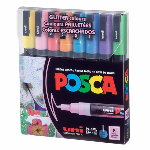 Set 8 Marcadores POSCA 3M - Glitter 0.9 a 1.3mm