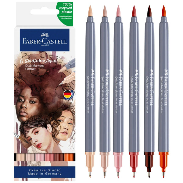 Set 6 Marcadores Goldfaber Aqua Dual Retrato Faber Castell