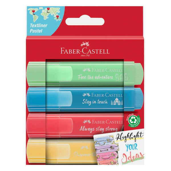 Faber Castell Set 4 Destacadores TL 46 Pastel Edición Viajes