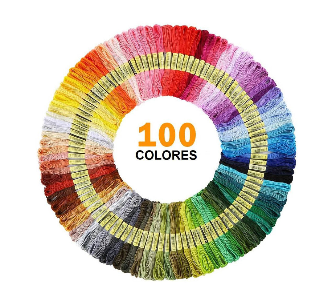 Set 100 Hilos Para Bordar 100 Colores - Baúl de Ayün